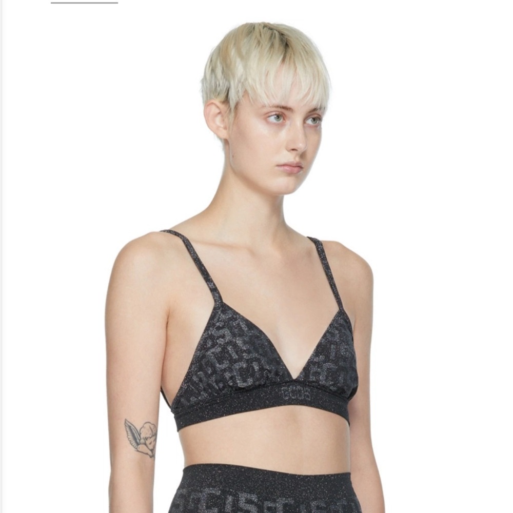 GCDS Elegant Black Lace Bras with Sheer Mesh